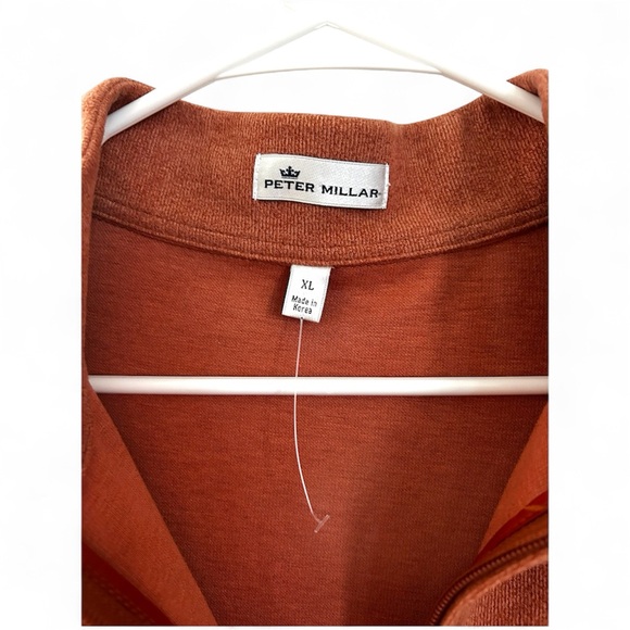 Peter Millar Quarter Zip Preppy Knit Sweater Golf Pullover Autumn Rust Orange-XL - Picture 3 of 10